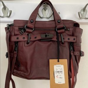 ASH MINI LEATHER SATCHEL, DARK WINE - NWT
